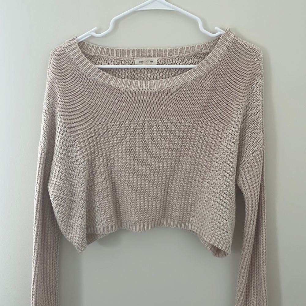 Silence and Noise Pink/ Cream Crop Top Sweater